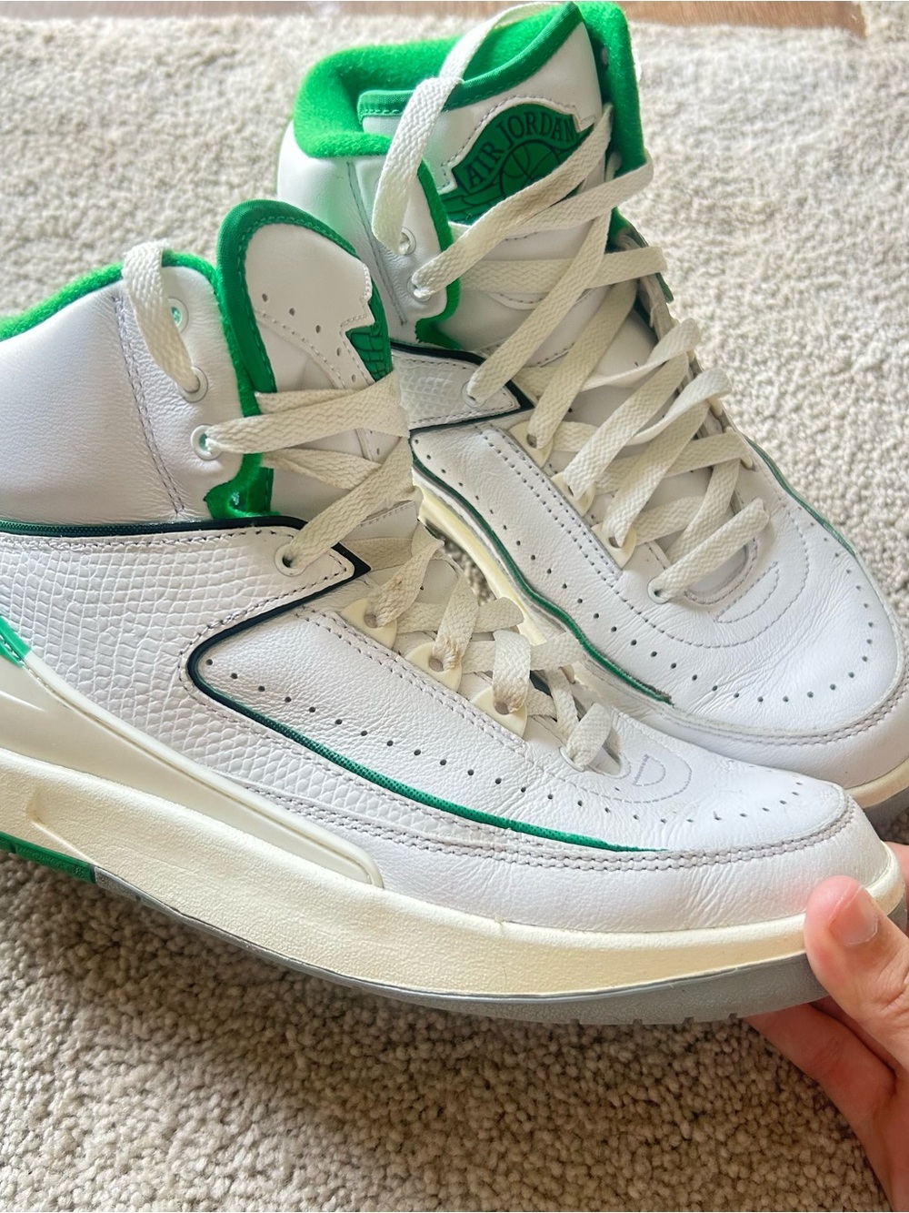 Jordan Kids High-Top Sneakers in White and Green